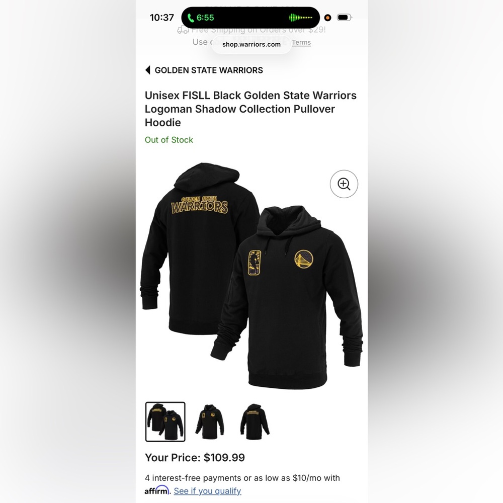Unisex FISLL Black Warriors Logoman Shadow Collection Pullover Hoodie